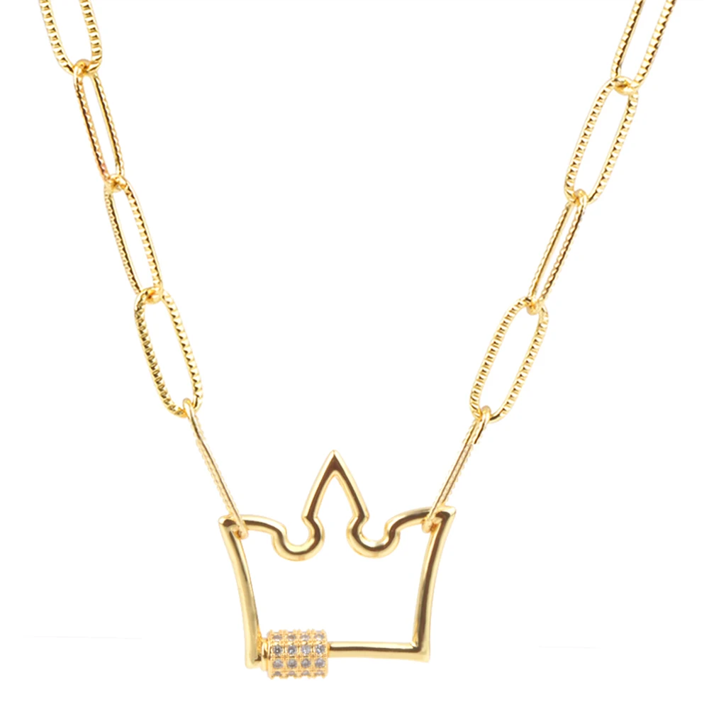 

Crown Cube Zirconia Necklace Gold Color Chain Charm Dainty Romantic Gifts Fashion Minimalist Accessories For Women