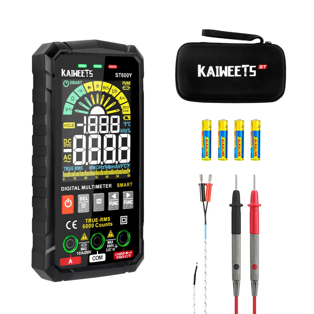Цифровой мультиметр KAIWEETS ST600Y интеллектуальный ампервольтметр с автоматическим