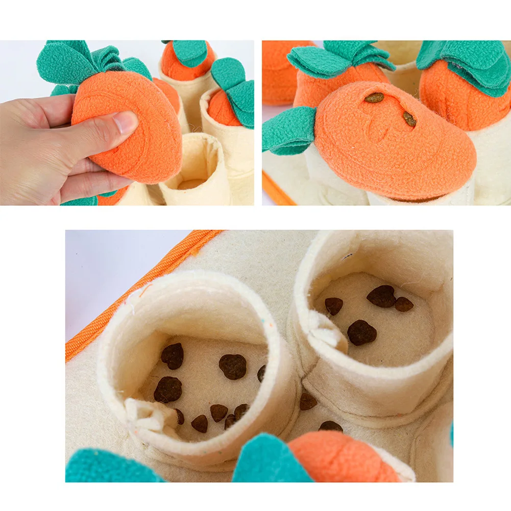 

1Set Stress Release Toys Plush Carrot Snuffle Mat Dog Nose Pad Pet Slow Feeder Pad Puppy Mad Pet Sniffing Training Blanket