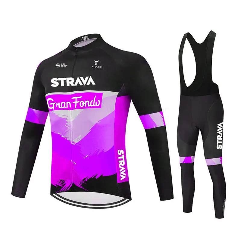 

Трикотажный спортивный костюм Strava мужской с длинным рукавом, облегающий комплект одежды для велоспорта