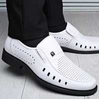 2022 newly mens spring loafers shoes genuine leather soft man casual slip on cutout shoes cowhide summer loafers