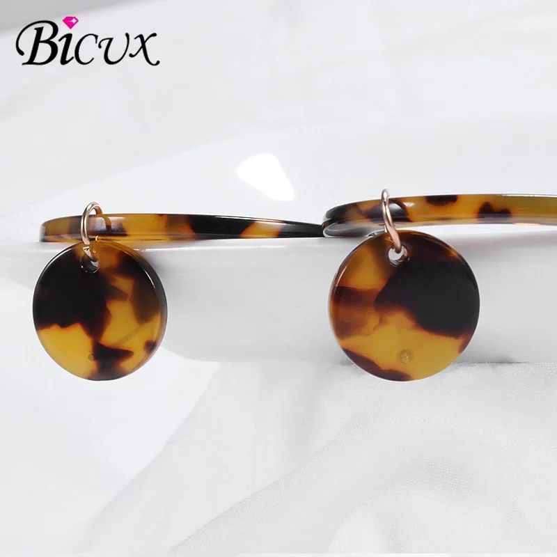 Женские круглые серьги подвески с леопардовым принтом BICUX акриловые Винтажные в