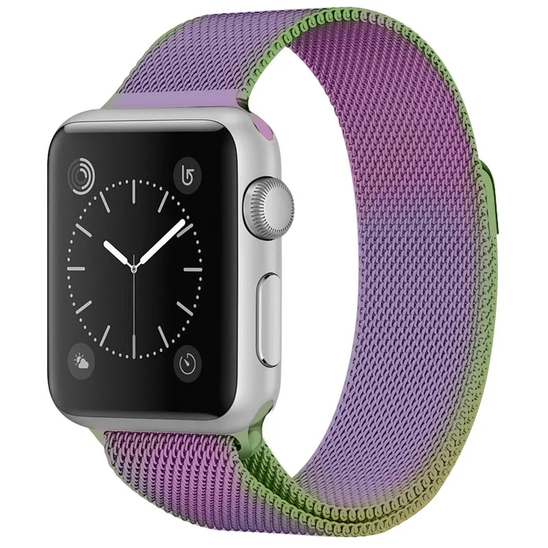 Ремешок для часов, Миланская петля, ремешок для наручных часов Apple Watch, версии 5 4 40 мм 44 мм, ремешок для наручных часов iWatch серии 1/2/3, 42 мм, 38 мм, Ремешок Браслет Нержавеющая сталь - Цвет ремешка: 24 colorful
