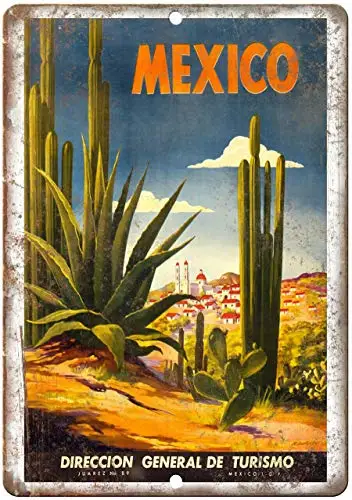 

Mexico Vintage Travel Metal Tin Sign Decor Kitchen Garage Dining Room Sign 8x12 Inch