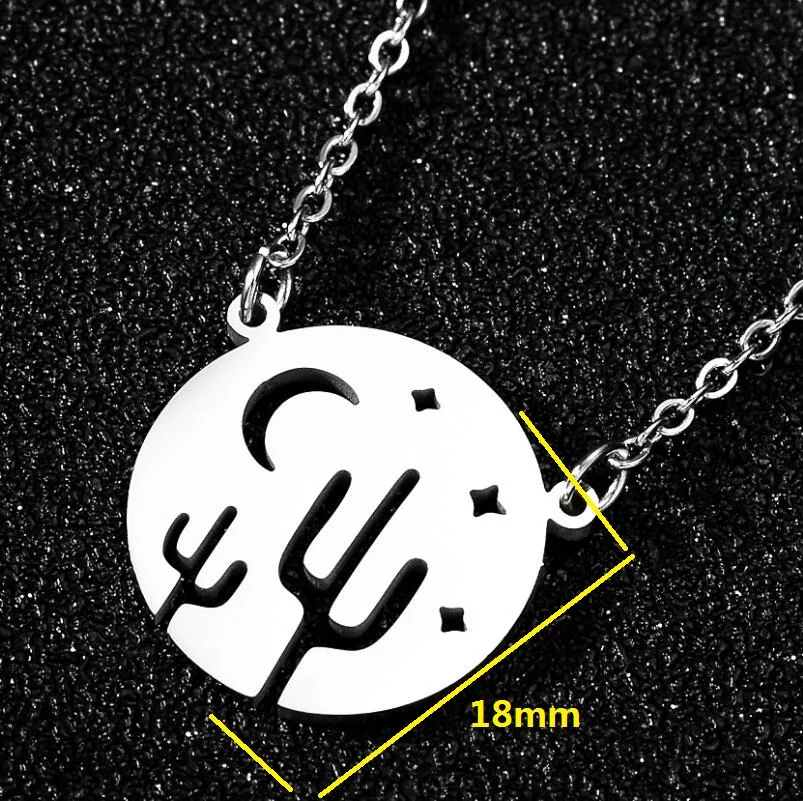 Новинка 2020 Ожерелья Из Нержавеющей Стали С КАКТУСОМ для женщин и девушек круглая