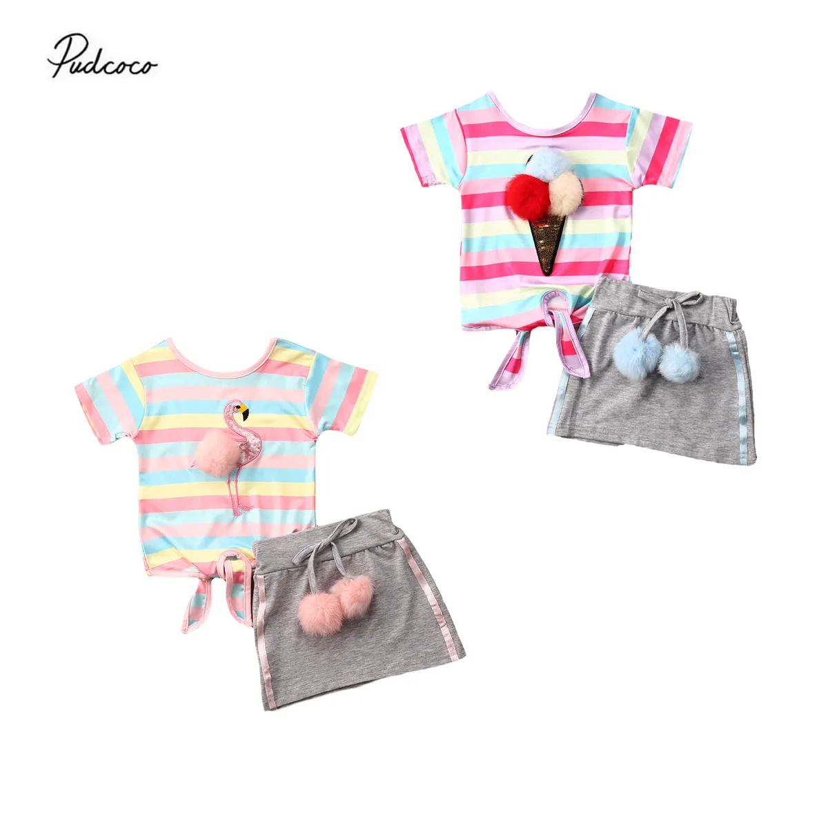 2020 летняя одежда для малышей маленьких девочек Одежда милый 3D с рисунком лебедя