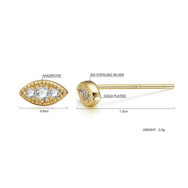 

Flyleaf Eyelash Eye 14k Gold 100% 925 Sterling Silver Stud Earrings For Women Tiny Cubic Zirconia Earings Fashion Fine Jewelry