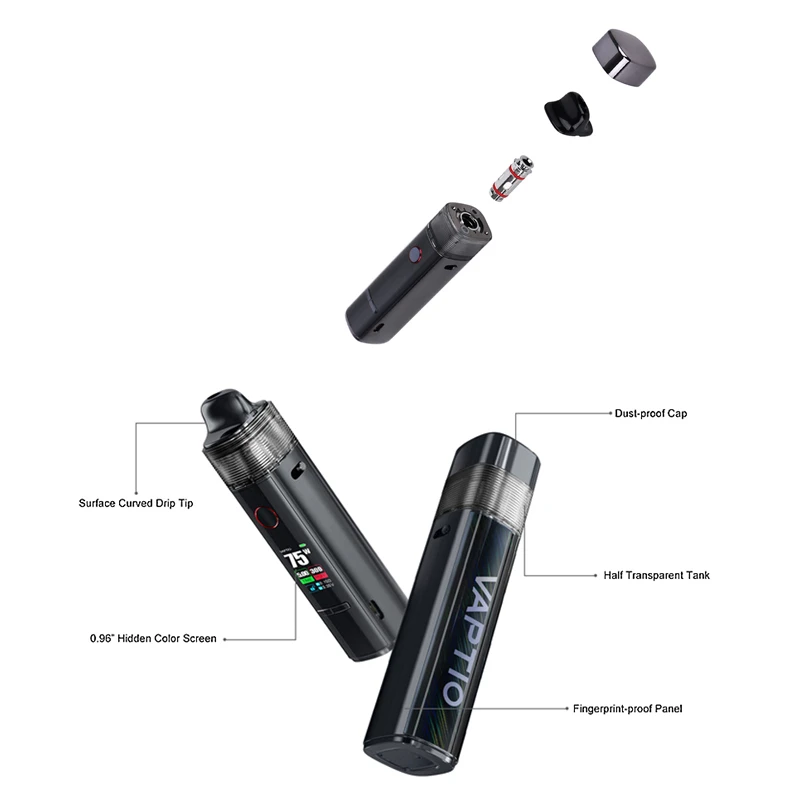 VAPTIO SONAR MAX Vape Kit Powered by Single 18650 Battery with 4.5ml Pod & 0.96 inch TFT Color Screen | Электроника