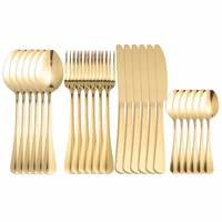 24pcs gold stainless steel cutlery tableware set dinnerware party flatware set wedding forks knives spoons set home silverware