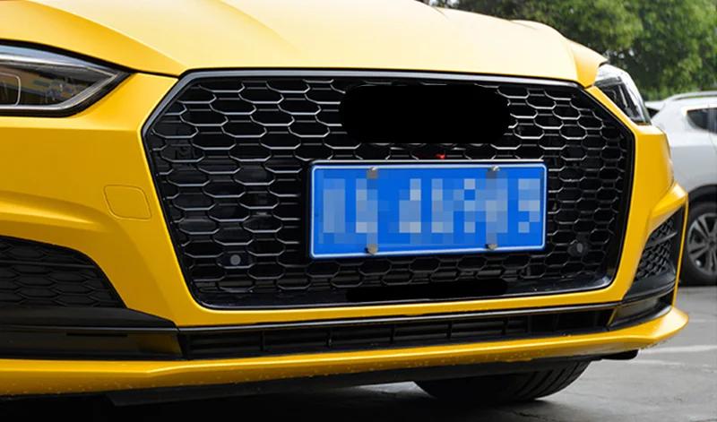 Сотовый стиль решетка ABS для A5 S5 RS5 рама гоночная Решетка переднего бампера спортивное издание- с европейской пластиной держатель