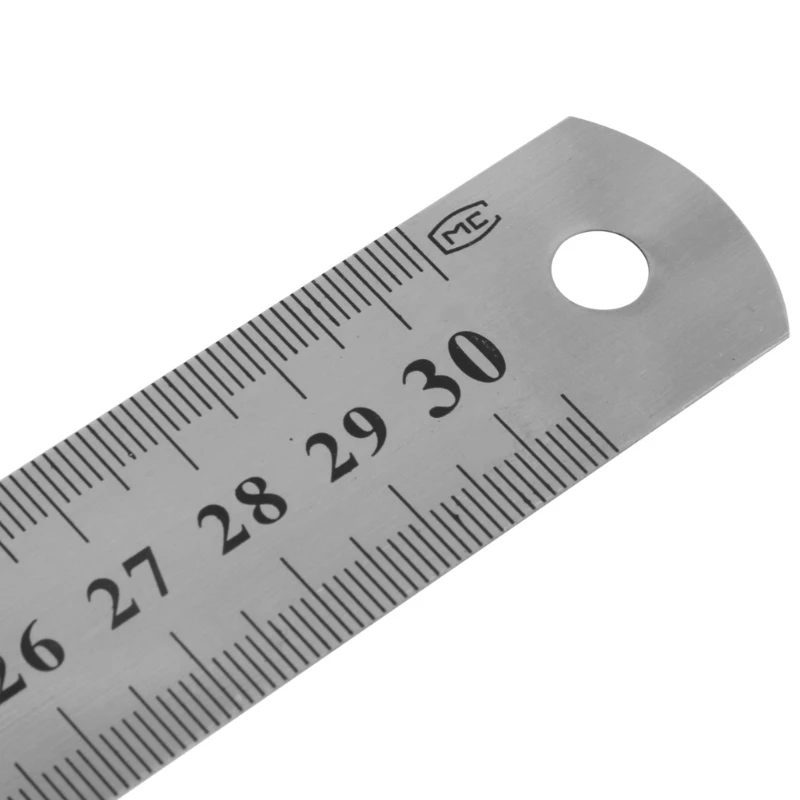 

30CM 12"Steel Stainless Pocket Pouch Metric Metal Ruler Measurement Double Sided 652A
