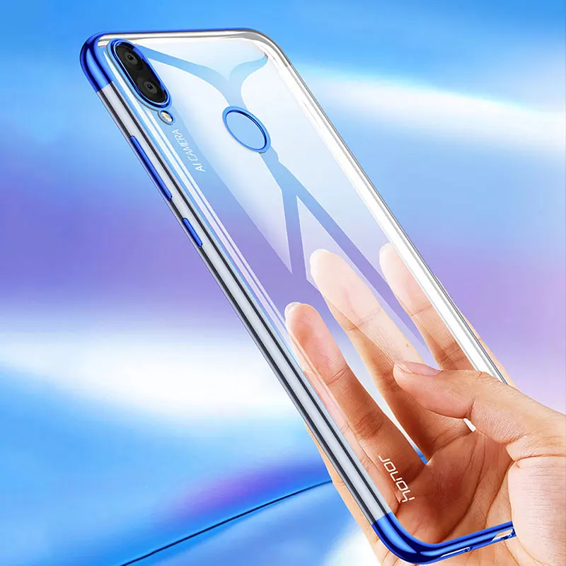 Силиконовый чехол для Huawei Y7 Prime 2019 противоударный роскошный бампер прозрачный