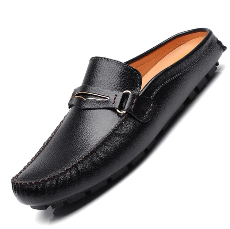 

Summer Men Shoes Casual Brand Mens Penny Loafers Leather Half Slipper Breathable Slip on Lazy Driving Shoes Men Moccasins