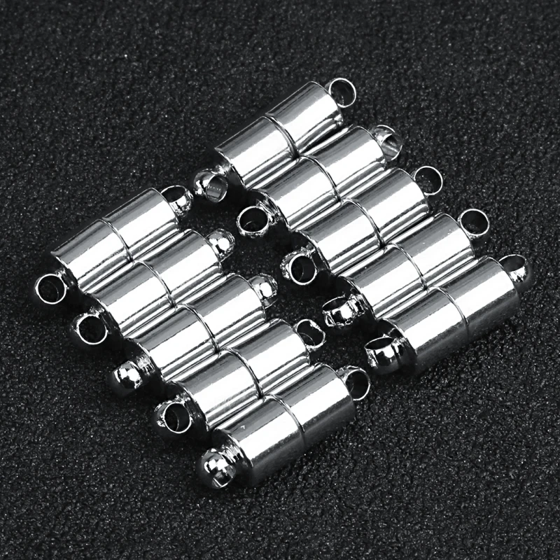 

Ciseng 10pcs/lot Rhodium Color Column Strong Magnet Clasps Ending Caps Bracelet Connectors for DIY Bracelet Findings DIY