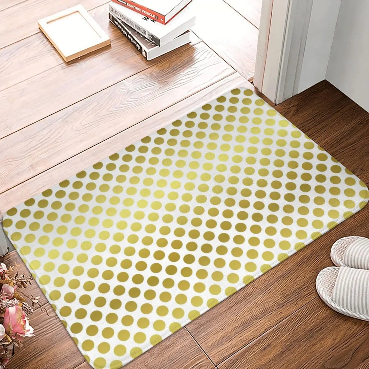 Большой Золотой коврик в горошек для ног ванной нескользящий из полиэстера