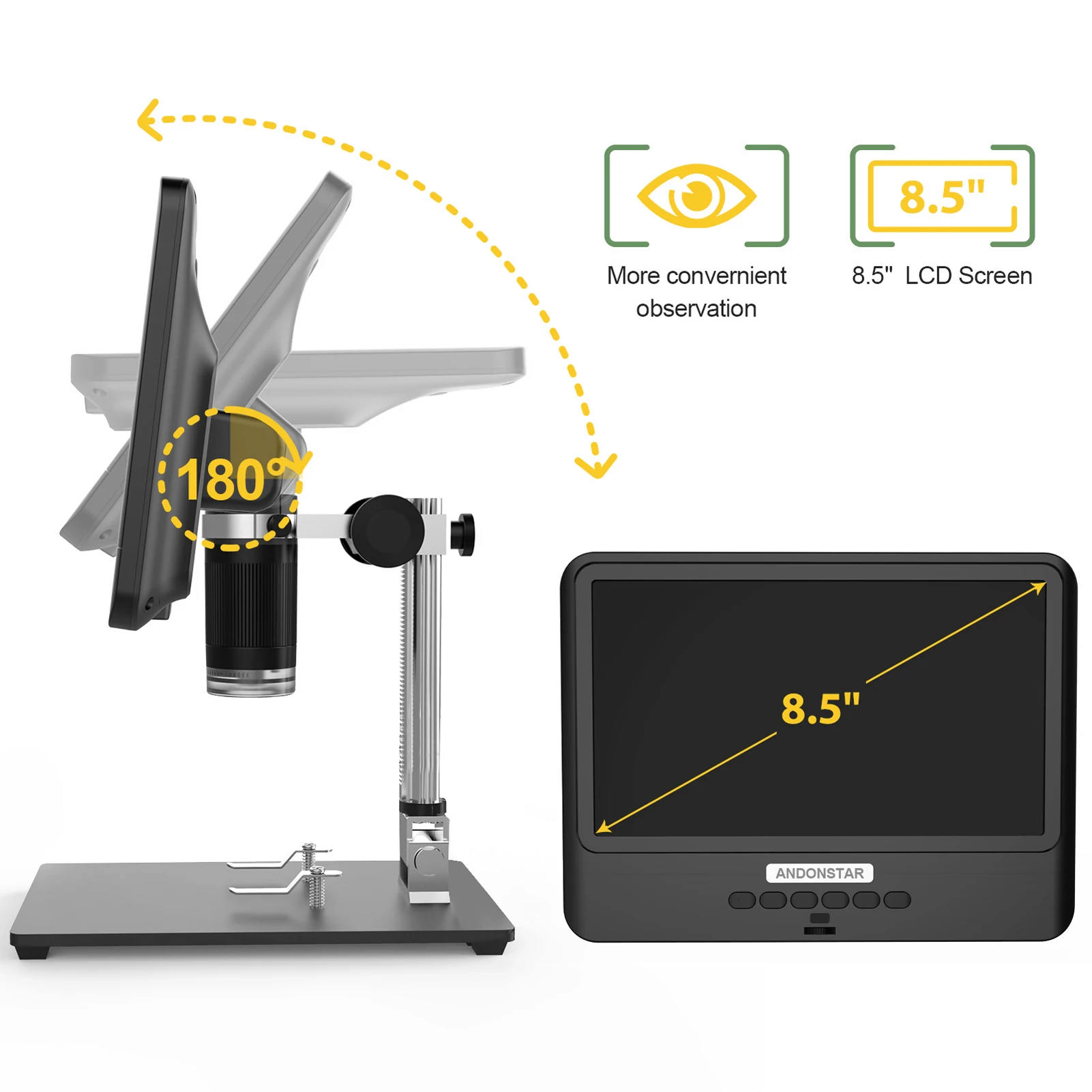 

Andonstar AD208 8.5In 1200X Digital Microscope 1280 * 800 1080P Ranges Welding Tool for Mobile Phone Repairing PCB Welding SMT