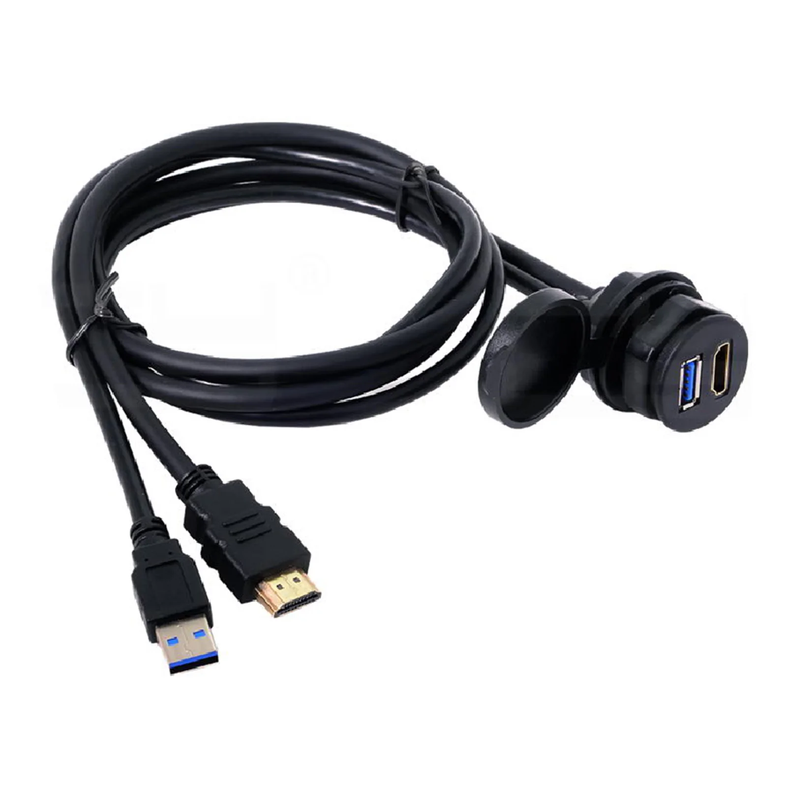 

1m Data Cable Car Waterproof Cable USB3.0 HDMI-Compatible HD Motorcycle Ship Dashboard Data USB Cable