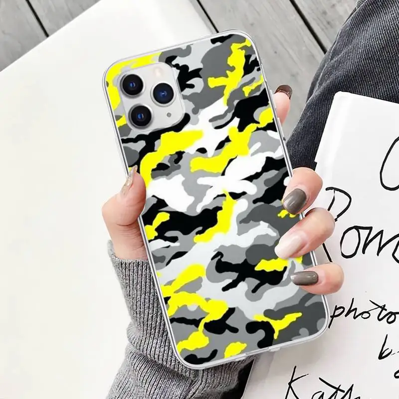

Camouflage Pattern Camo Military Transparent Phone Cover For IPhone 12 11 Pro Max Xs X Xr 7 8 6 6s Plus 5 5s Se 2020 Clear Case