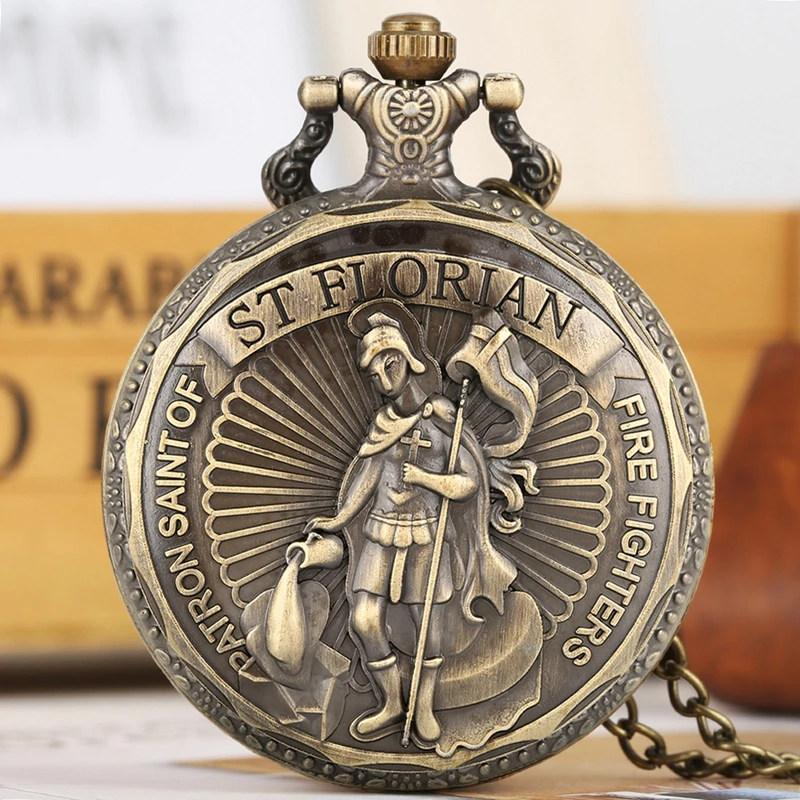 ST Saint Florian Patron Of Fire Fighters вызов кварцевые карманные часы традиция приношение