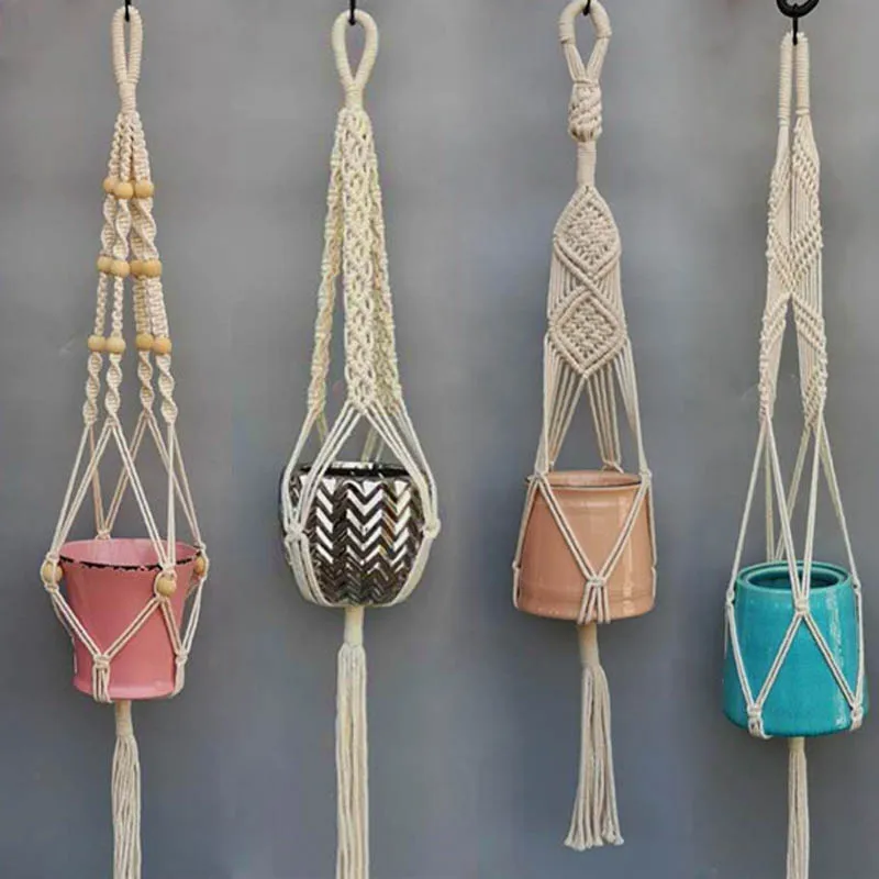 

New arrival 100% handmade macrame plant hanger plant hanging pot tray pot hanger hanging plant