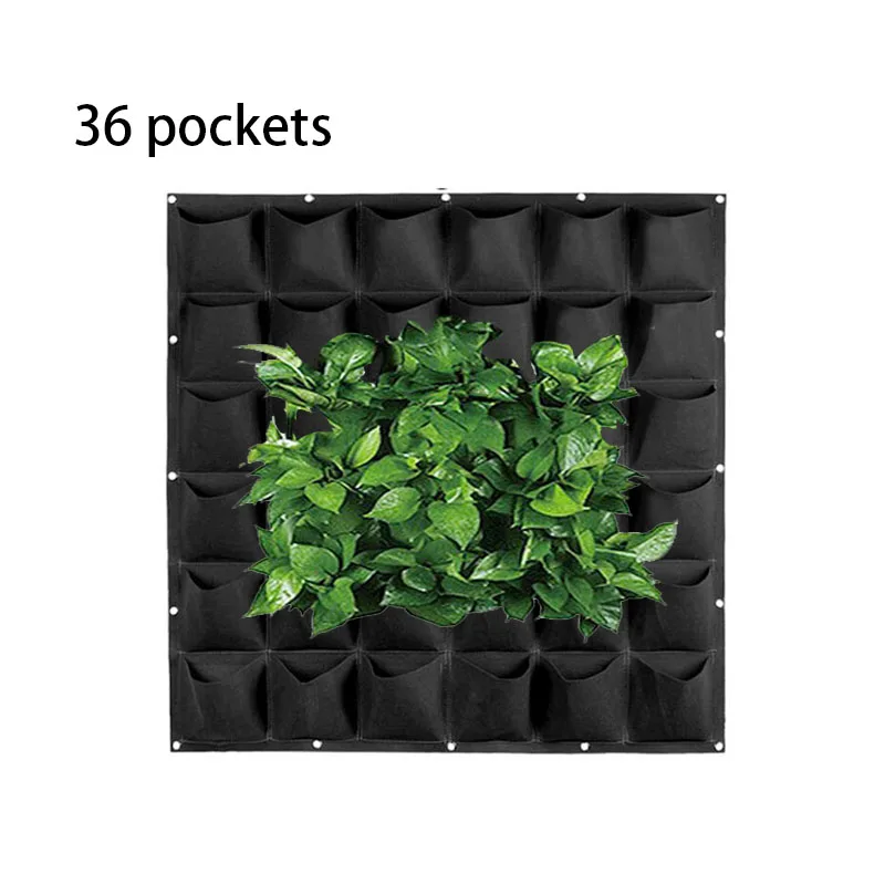 

Вертикальные настенные сумки для посадки, нетканые подвесные черные горшки для растений, цветов, 36 карманов