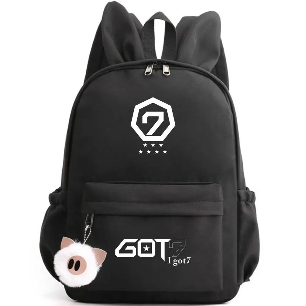 GOT7 еще 7 Jinyong Джексон Рюкзак Школьные сумки черный розовый синий Mochila дорожные