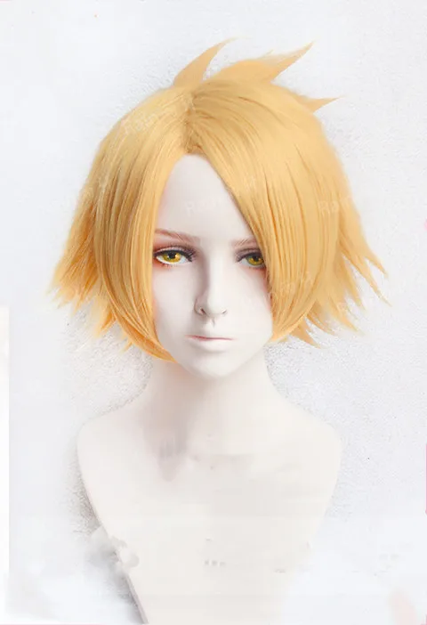 Аниме My Hero Academy Denki Kaminari Короткие Золотые термостойкие синтетические парики для