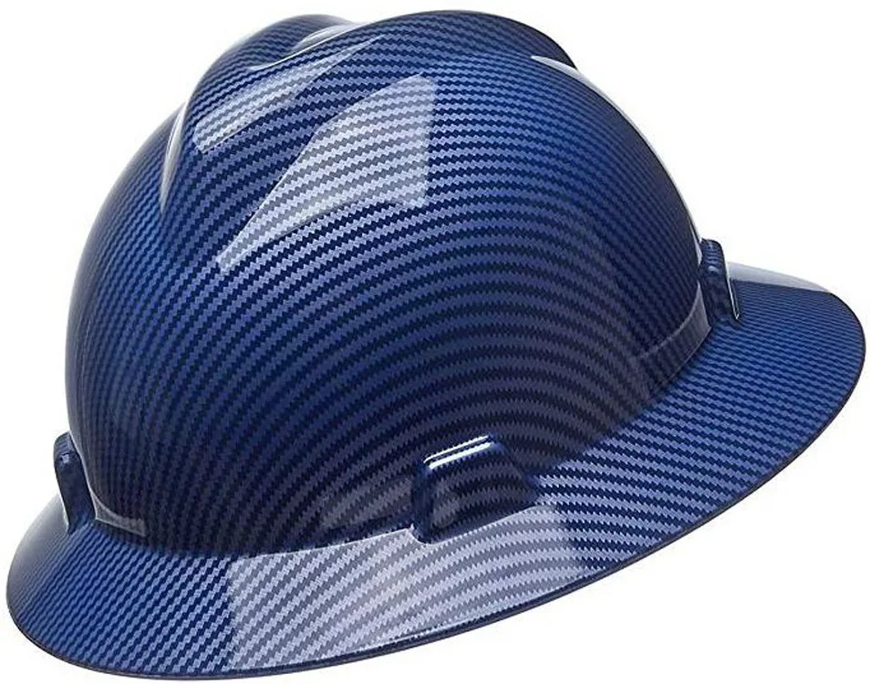 

Carbon Fiber Safety Helmet Men Wide Brim Protection Hat Anti-Smashing Anti-Impact Construction Black/blue Safety Hat