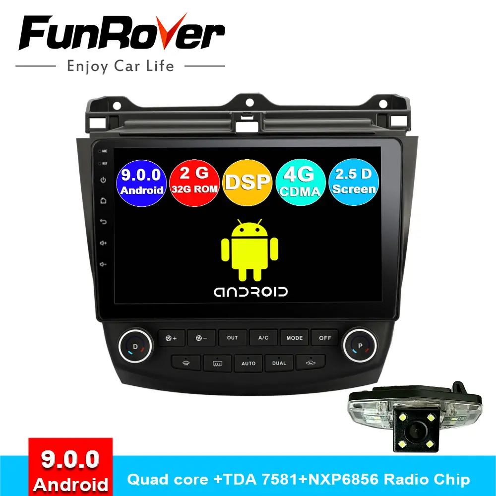 Автомобильный dvd плеер FUNROVER 2.5D + IPS android 9 0 для honda Accord 7 2003 2007 gps навигация Радио
