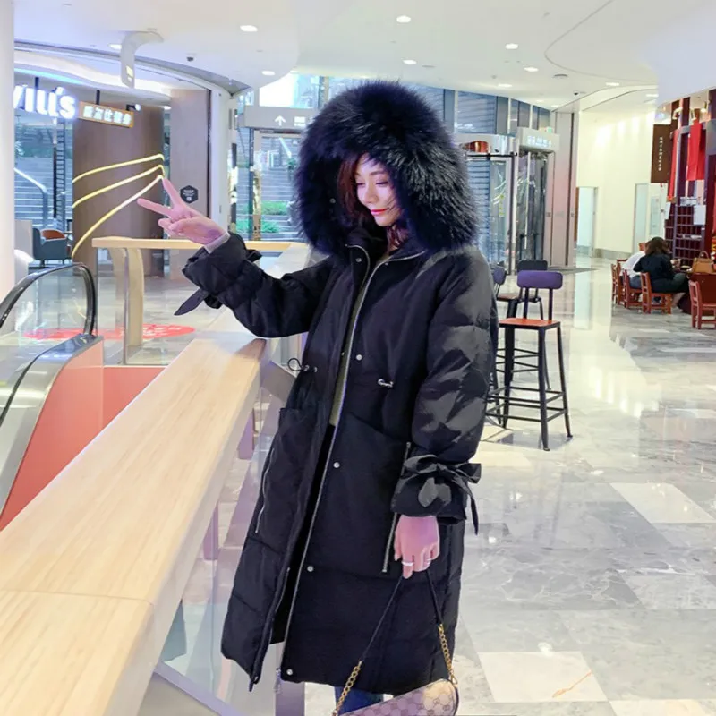 

2020 New Korean Version of The Big Fur Collar Mid-length Over-the-knee Down Jacket Women's Explosive Little Fairy Thick Coat
