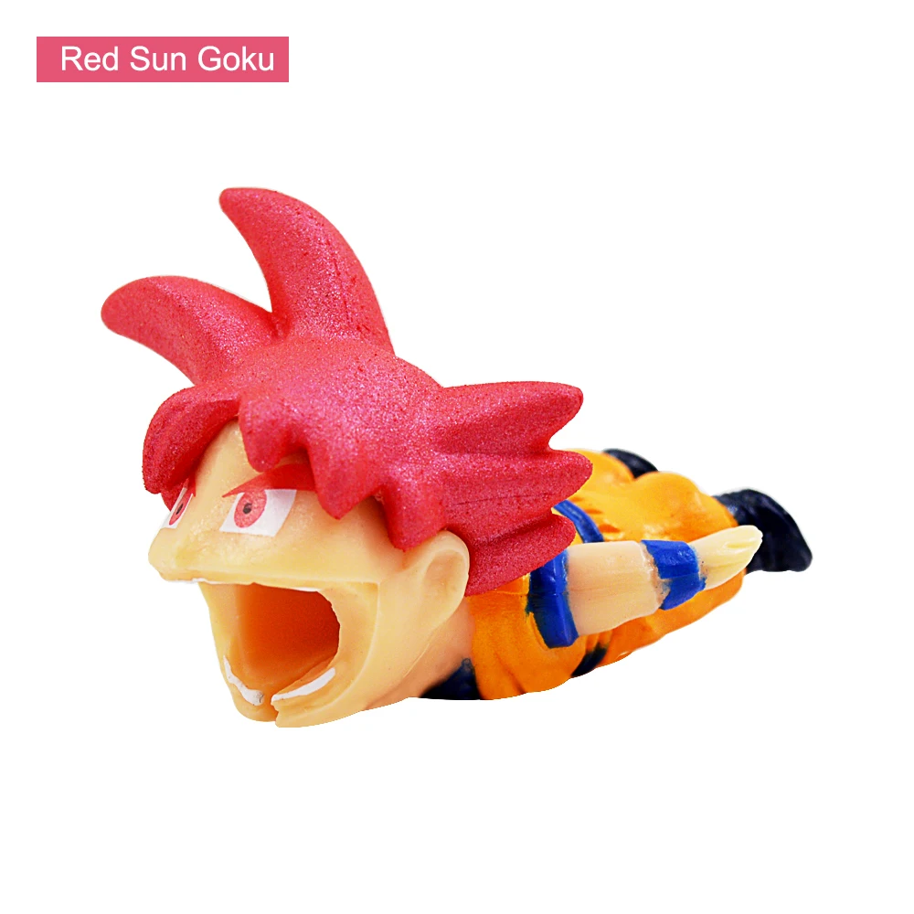 Red Sun Goku CHIPAL укусы животных кабель протектор один кусок Мультфильм Для Зарядное устройство USB для IPhone провода намотки шнур данных зарядки Организатор укуса - Цвет: Red Sun Goku