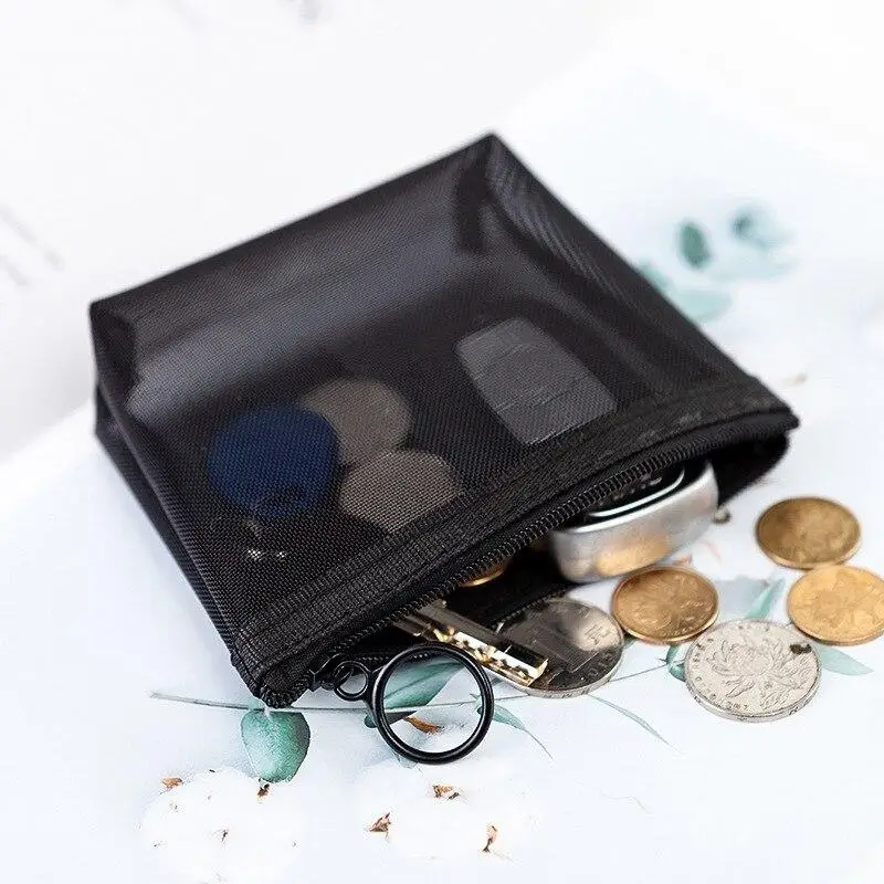 1 шт. женская косметичка черного цвета с сеткой застежкой молнией для путешествий