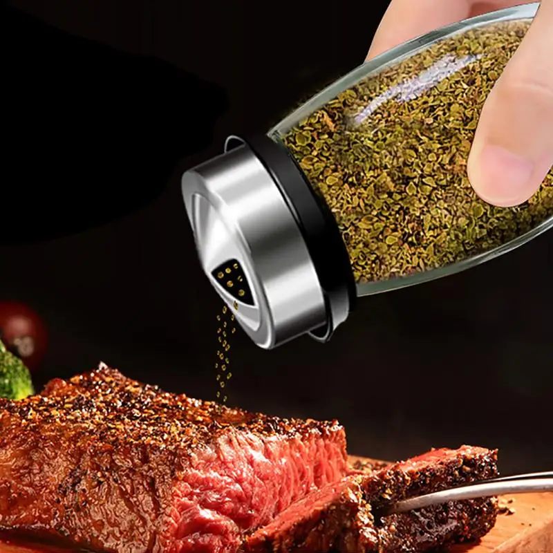 

6pcs/3pcs Glass Spice Jar Rotating Cover Salt Sugar Bottle Multi-purpose Spice Pepper Shaker Seasoning Can Kitchen Gadgets