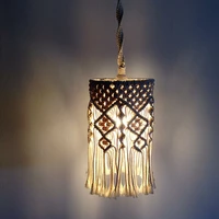 macrame lamp shade boho rope anging pendant light cover creative office bedroom living room bohemian home decor lighting