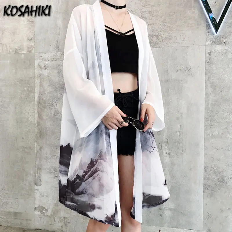 

KOSAHIKI Kimono Women Japanese Yukata Female Women Clothes Cardigan Shirt Women Print Kimonos Haori Camisas Mujer