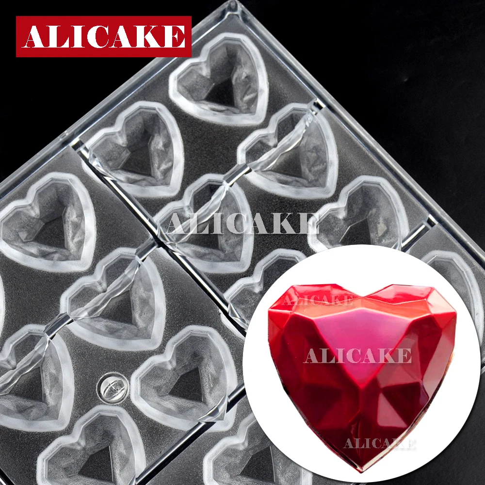 

24 полости поликарбонатная форма для шоколада Алмазное сердце Кондитерские инструменты для шоколада формы коммерческие инструменты для вы...