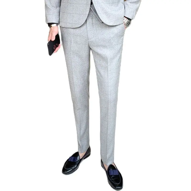 

Autumn men's plaid suit vest and pants business wedding dress men's vest trousers suit size S-5XL