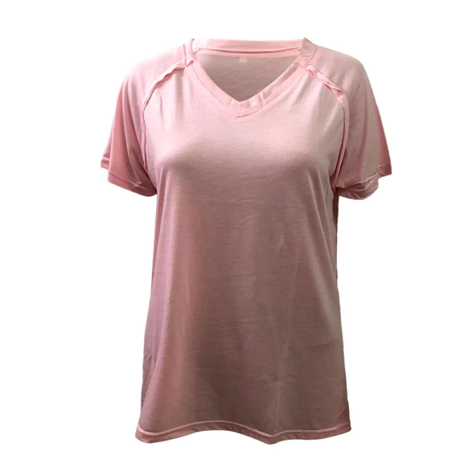 

Summer Women Vintage Chiffon T-Shirts Solid Color Short Sleeve Casual V-Neck Tees Tops Female Streetwear Vetement Femme 2021 A40