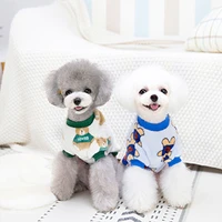 s 2xl 4styles dinosaur crown bear print double flannel faced dog hoodie comfortable warm winter teddy cat pet sweater clothes