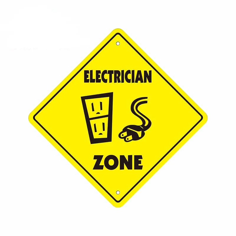 

13cm Funny Car Stickers for Electrician Crossing Zone Graphics Wall Door Wire Pillar Decals Waterproof Decor