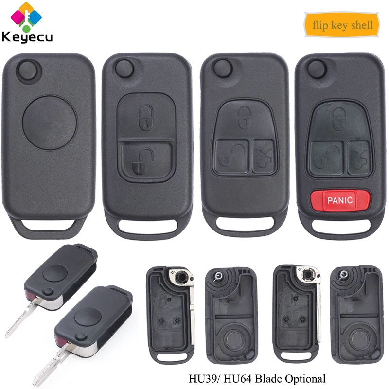 KEYECU откидная оболочка ключа дистанционного управления чехол 1 2 3 4 кнопки и HU39/ HU64