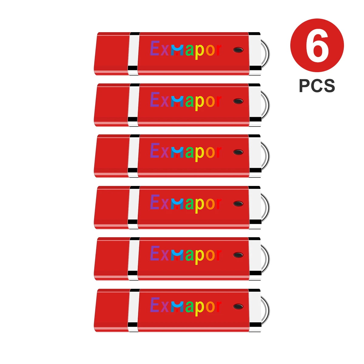 

6 Pack 64GB USB Flash Drives High Speed USB 2.0 Thumb Drive Exmapor 32GB Jump Drive 16GB Data Storage 8GB 4GB Memory Stick Red