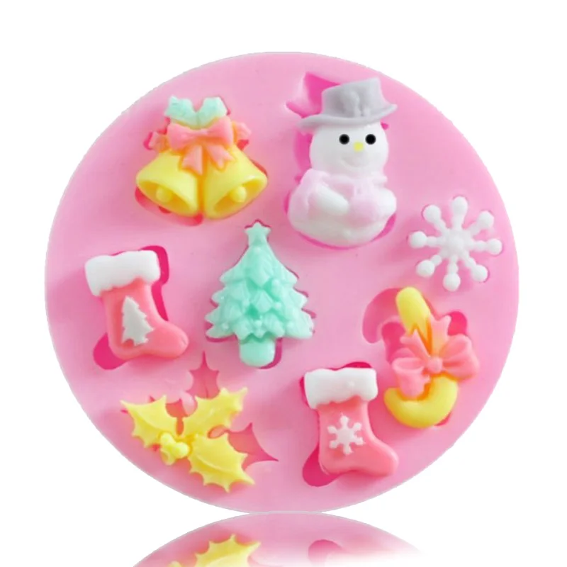 

2021 Silicone Mold Cake Decoration Tool Fudge Molds Chocolate Form Candy Snowman Christmas Tree Bell Socks Snowflake