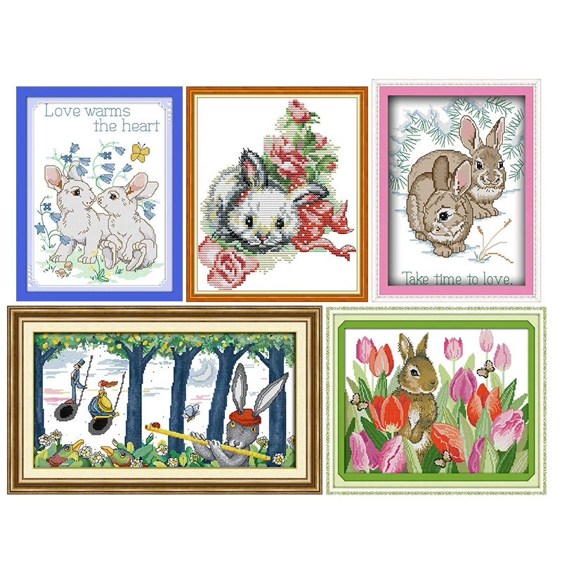 Наборы для вышивки крестиком в виде кроликов лесу 11CT14CT с рисунком животных