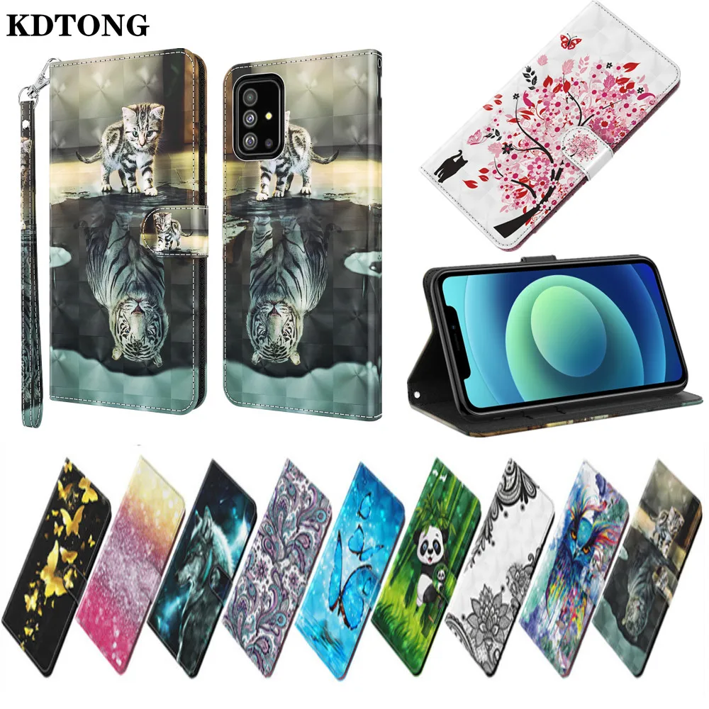 

Painted Flip Leather Case for Samsung Galaxy A72 A52 A42 A32 A12 A71 A51 5G 4G Funda 3D Pattern Card Slot Wallet Bag Full Cover