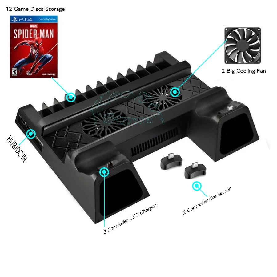 PS4 Pro консоль подставка 2 Coolingr вентилятор PS 4 контроллер зарядное устройство Play
