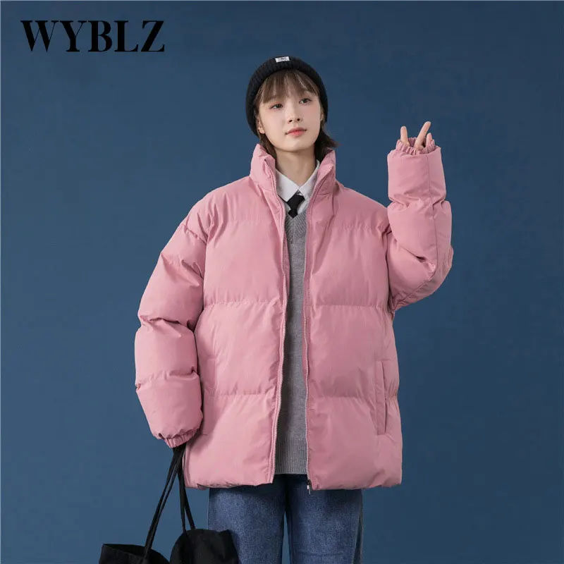 WYBLZ Women Parkas Winter Thicken Warm Jacket Coat Woman Stand Collar Jackets Solid Color Parka Coat Universal Fashion 2021 New