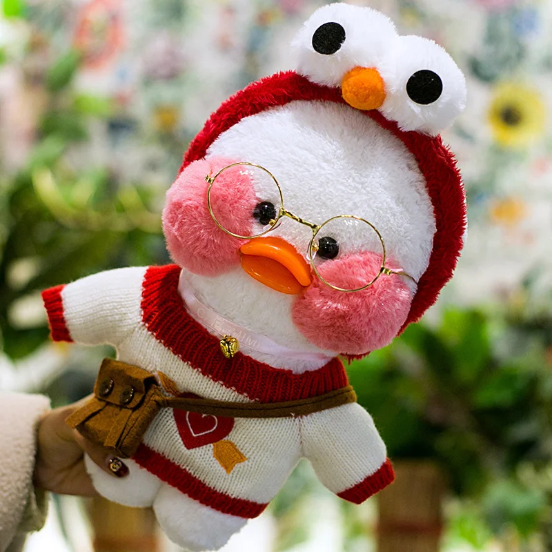 Белая плюшевая игрушка-утка с очками 30 см | Игрушки и хобби