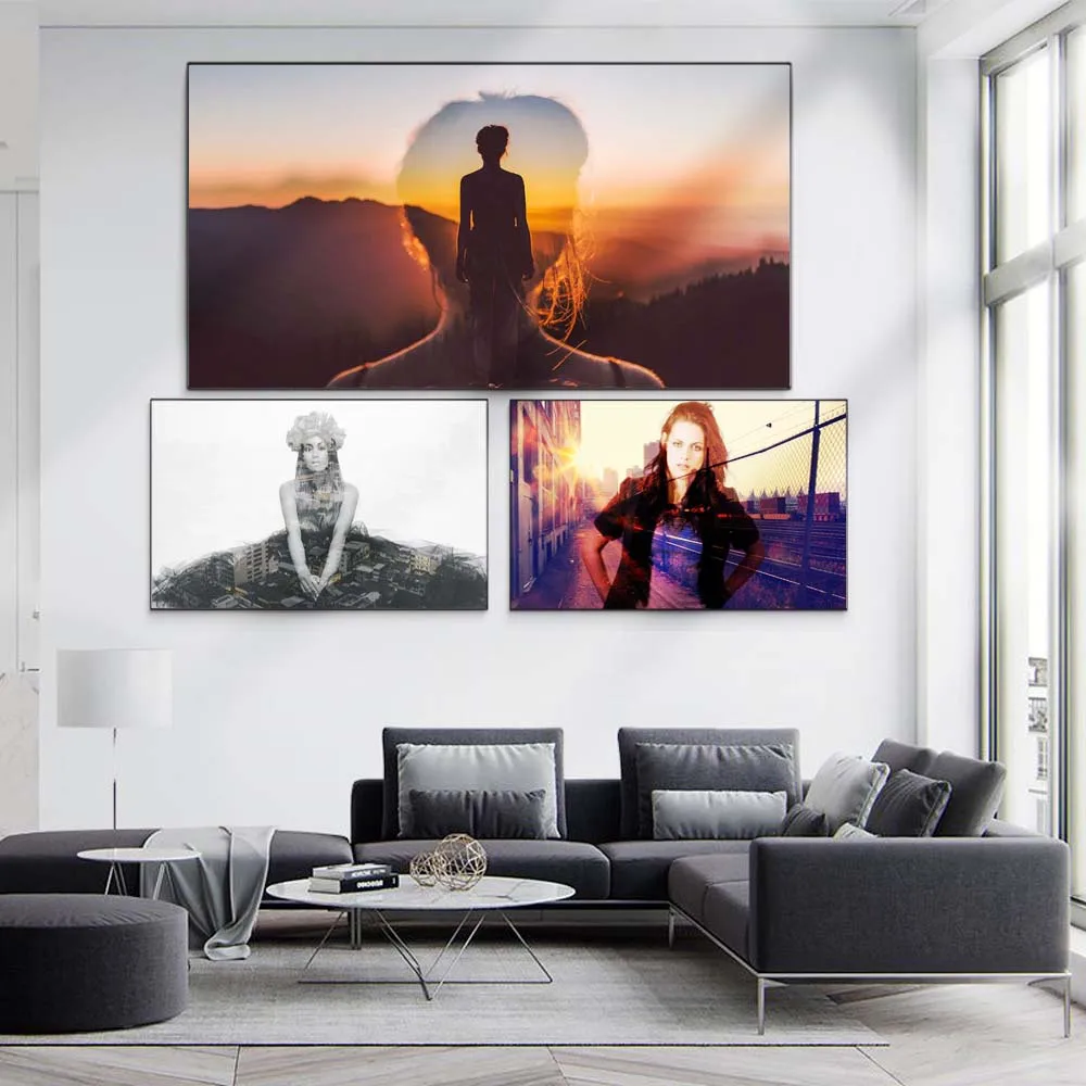 

Figure oil painting Street View highway transparent girl art canvas painting living room corridor office home decoration mural