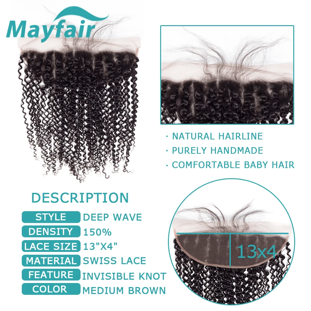 

Mayfair 3 Bundles With Frontal Curly Brazilian Human Hair Bundles For Black Women 13X4 Frontal With Bundles Non-Remy Hair